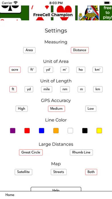 Ảnh chụp màn hình của Land Size
