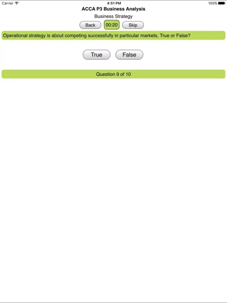 Tangkapan skrin ACCA P3 Business Analysis iPad 