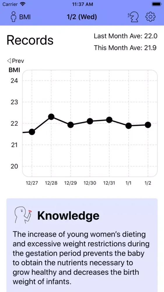 Capturas de tela do BMI Guider