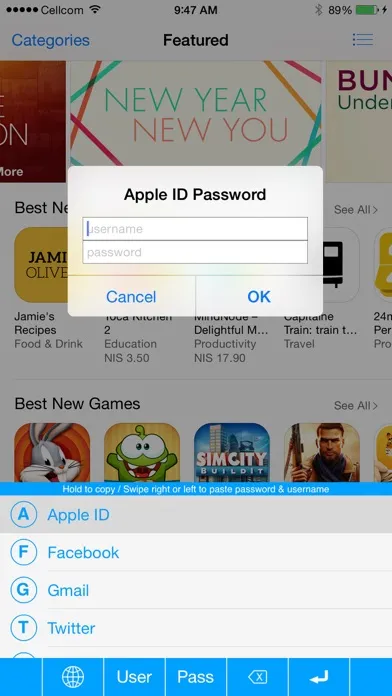Ảnh chụp màn hình của My Passwords Keyboard