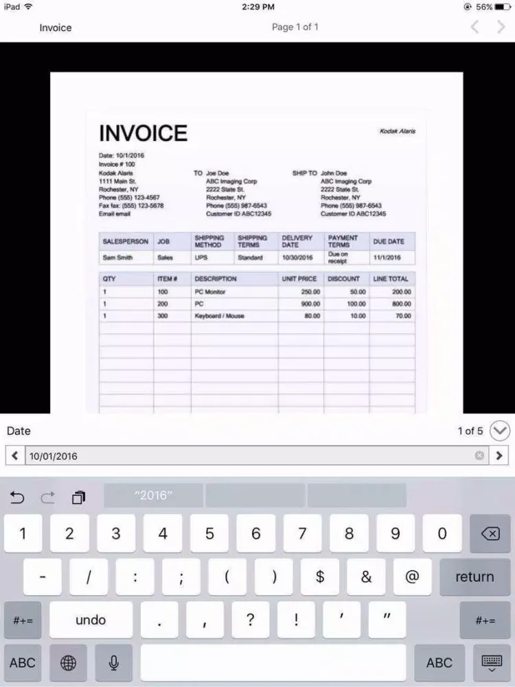 Screenshot di Kodak Info Input Express iPad 