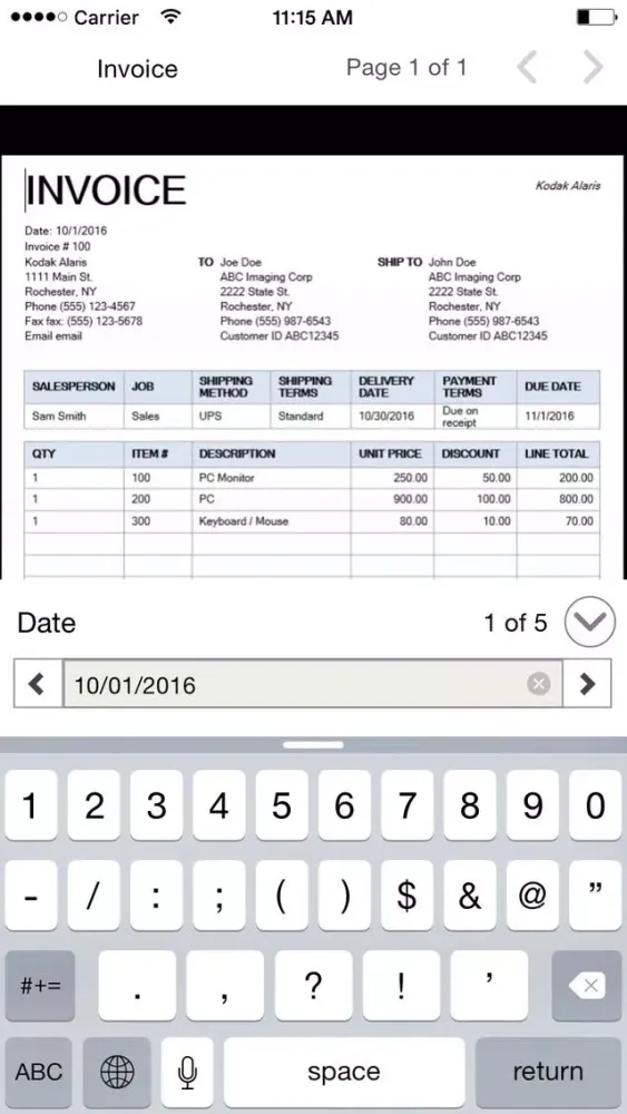 Screenshot di Kodak Info Input Express