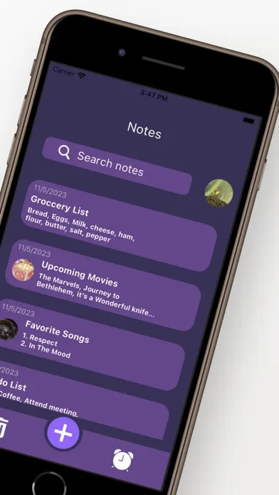 Zrzuty ekranu Note 2 Self: Set Note Reminder