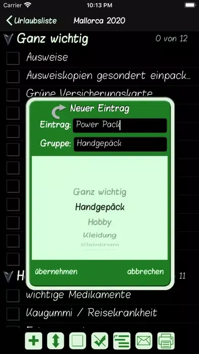 Tangkapan layar Urlaubsliste