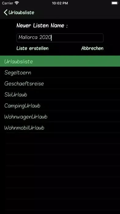 Tangkapan layar Urlaubsliste