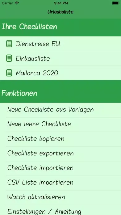 Tangkapan layar Urlaubsliste