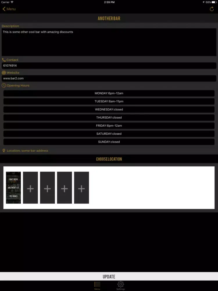 Afterdark Merchant iPad  स्क्रीनशॉट
