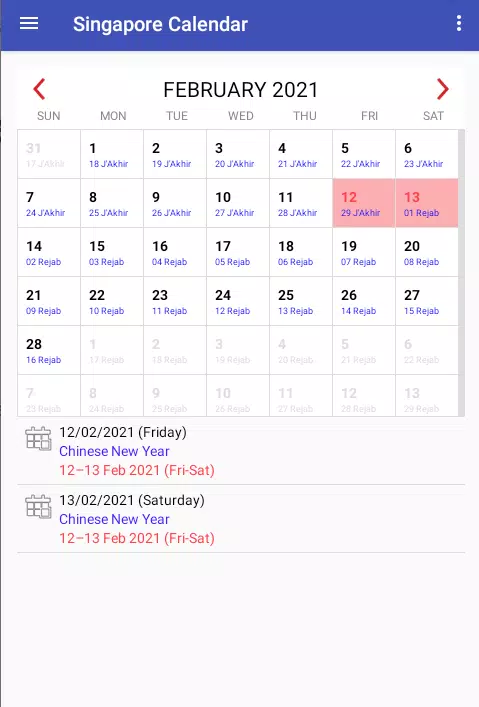 Singapore Calendar 2025 APK para Descargar en Android PGYER APKHUB