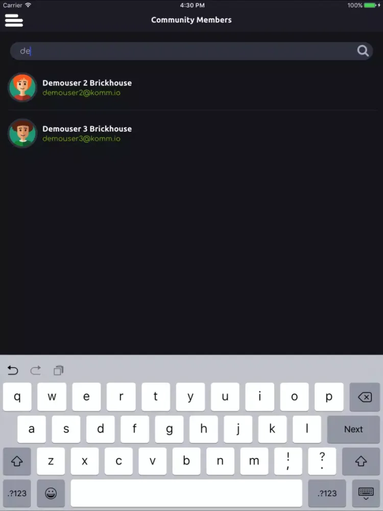 Capturas de pantalla de Komm.io iPad 