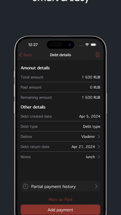 Capturas de pantalla de Debt Tracker: never lose it