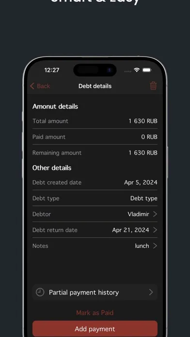 Debt Tracker: never lose it應用截圖