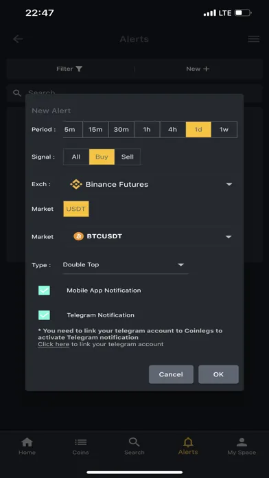 CoinLegs: Crypto Alerts & Bots Ekran Görüntüleri