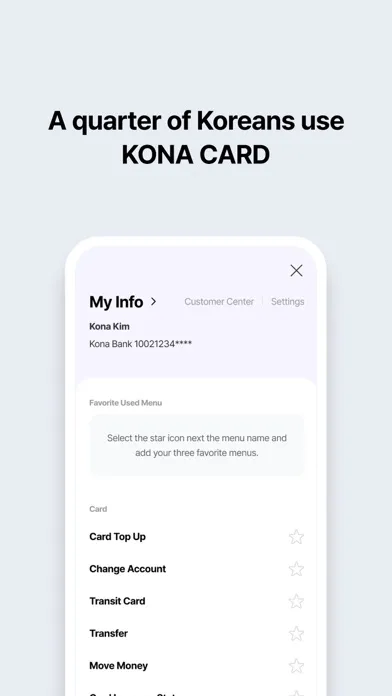 Capturas de tela do KONA CARD