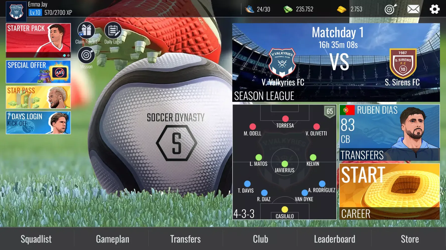 Скриншоты Soccer Dynasty: Club Manager
