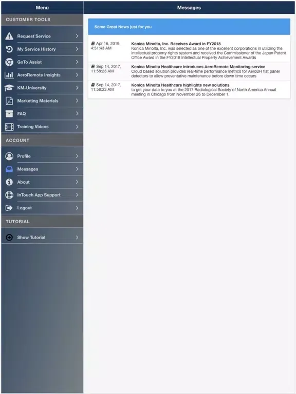 KM inTouch iPad  Screenshots