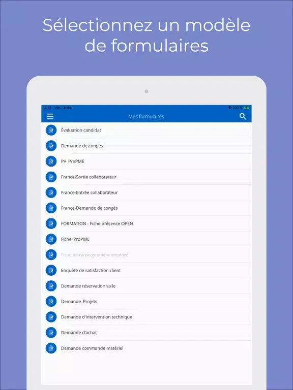 Captures d'écran de KOMI eForm iPad 