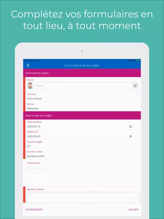 Captures d'écran de KOMI eForm iPad 