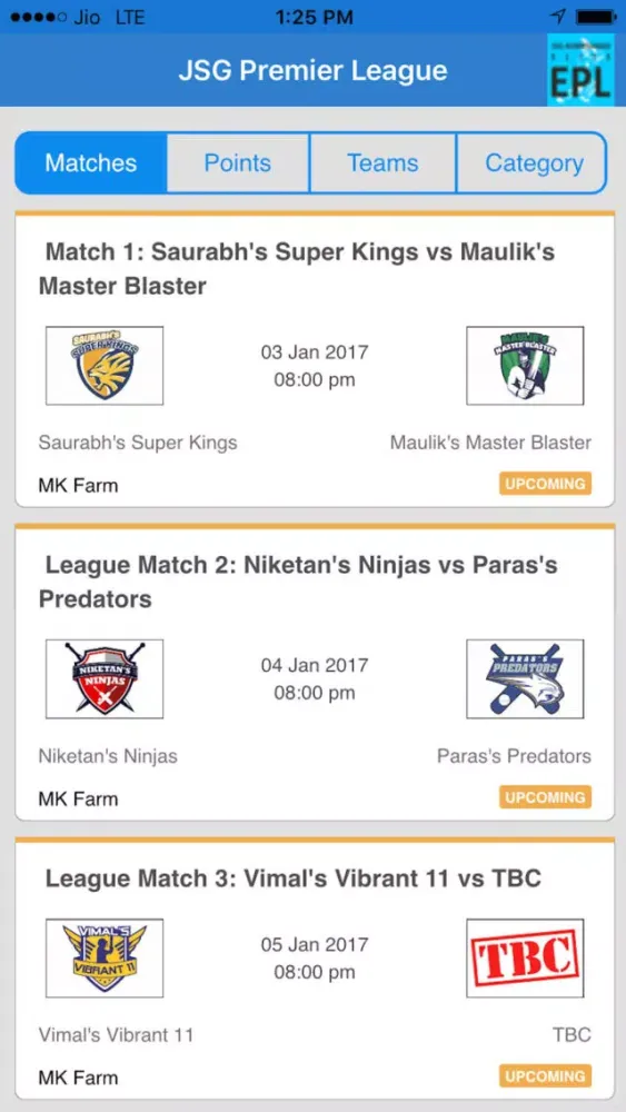 Tangkapan skrin JSG Ahmedabad EPL