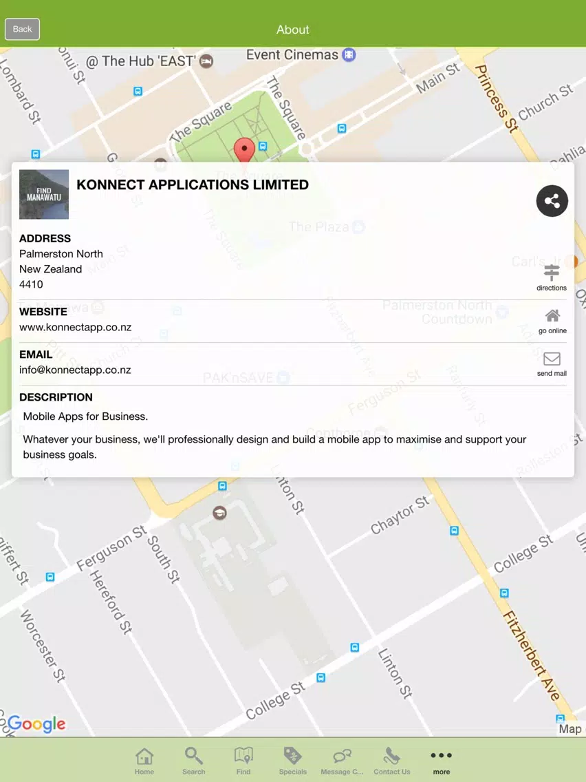 Capturas de tela do Find Manawatu iPad 