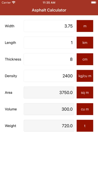 Asphalt Calculator スクリーンショット