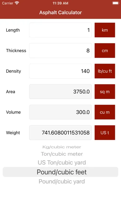 Asphalt Calculator スクリーンショット