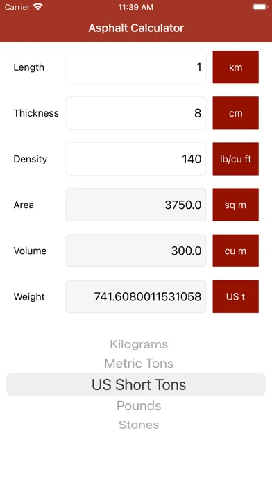 Asphalt Calculator スクリーンショット