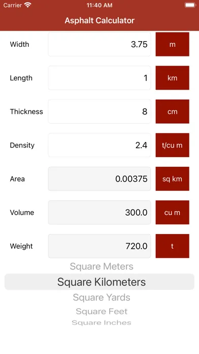 Asphalt Calculator スクリーンショット
