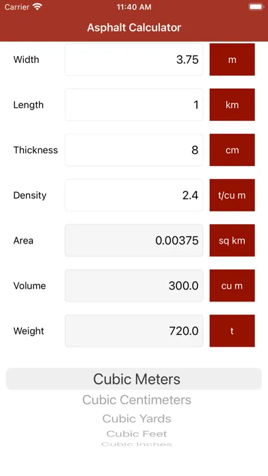 Asphalt Calculator スクリーンショット
