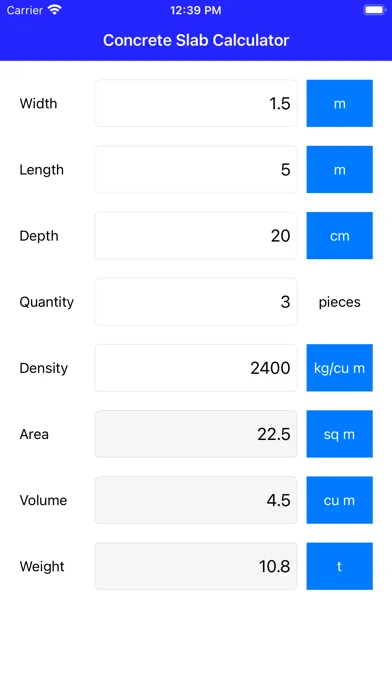 Concrete Slab Calculator Screenshots