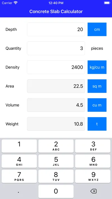 Concrete Slab Calculator Screenshots