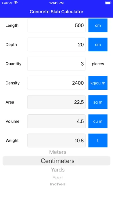 Concrete Slab Calculator Screenshots