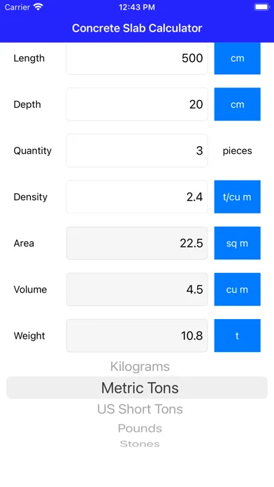 Concrete Slab Calculator Screenshots