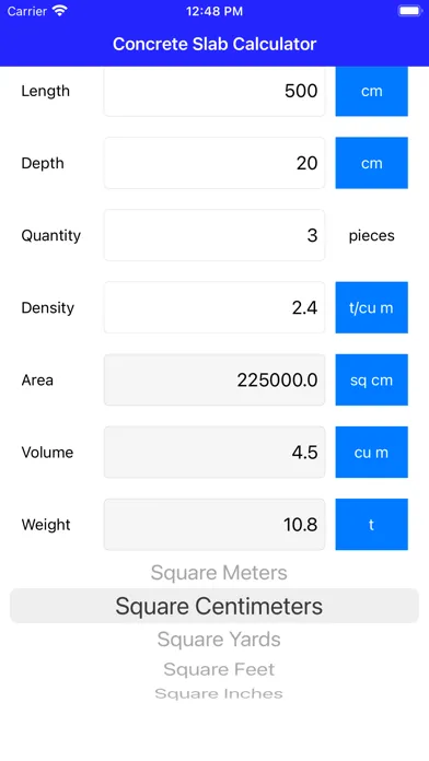 Concrete Slab Calculator Screenshots