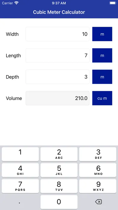 Ảnh chụp màn hình của Cubic Meter Calculator Pro