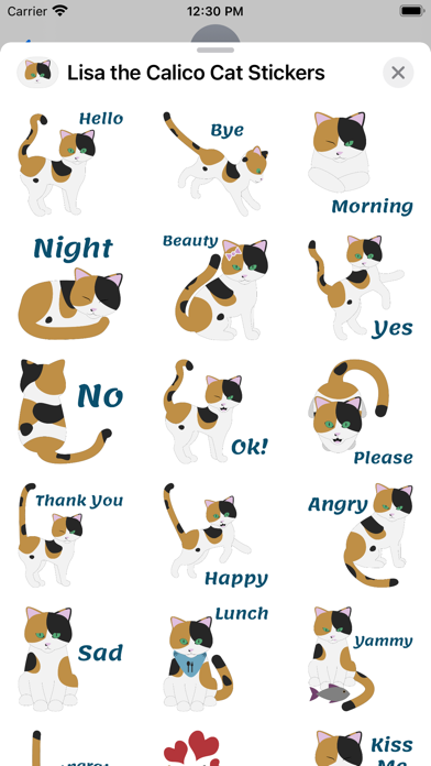 Tangkapan layar Lisa the Calico Cat Stickers