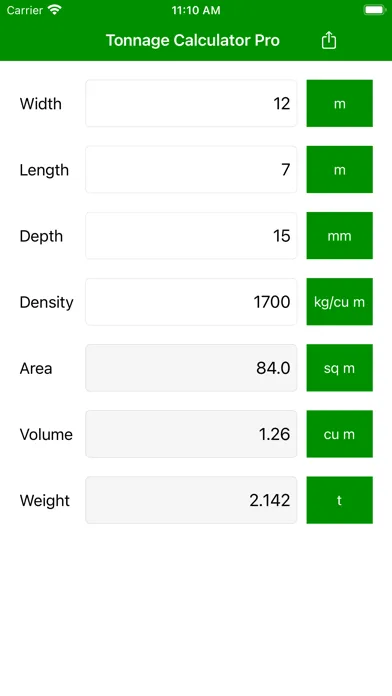 Screenshot di Tonnage Calculator Pro