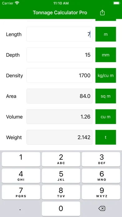Screenshot di Tonnage Calculator Pro