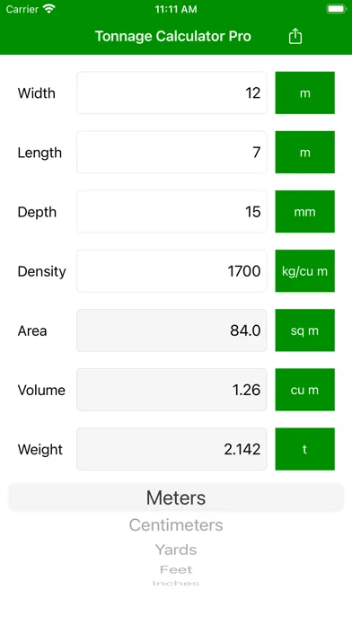 Screenshot di Tonnage Calculator Pro