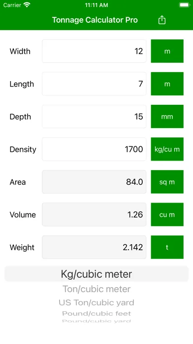 Screenshot di Tonnage Calculator Pro