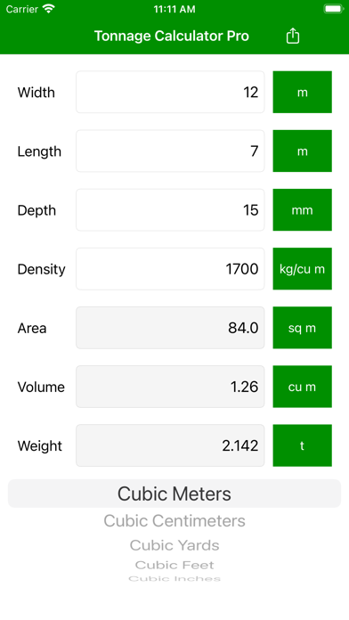 Screenshot di Tonnage Calculator Pro
