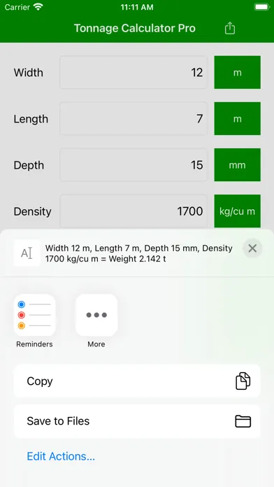Screenshot di Tonnage Calculator Pro
