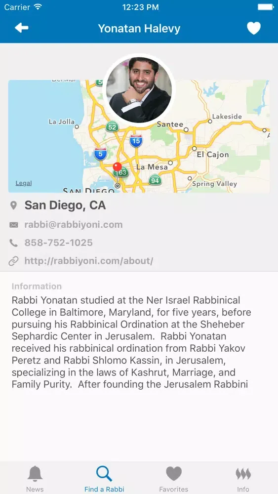 Capturas de tela do Find a Rabbi