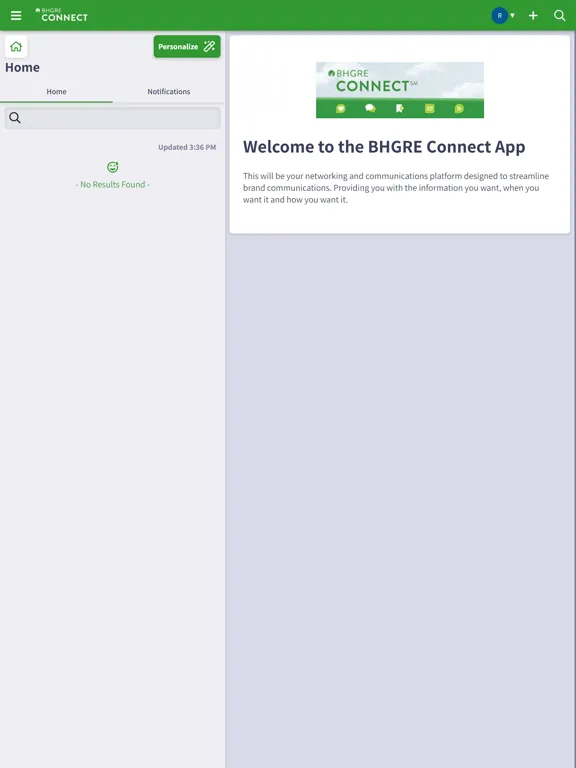 ภาพหน้าจอของ BHGRE Connect iPad 