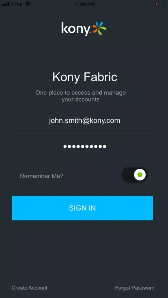 Tangkapan layar Kony Fabric