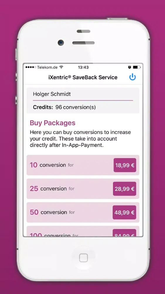 iXentric® SaveBack Service Screenshots