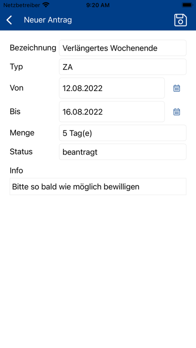 Kplus mobil Fehlzeiten應用截圖