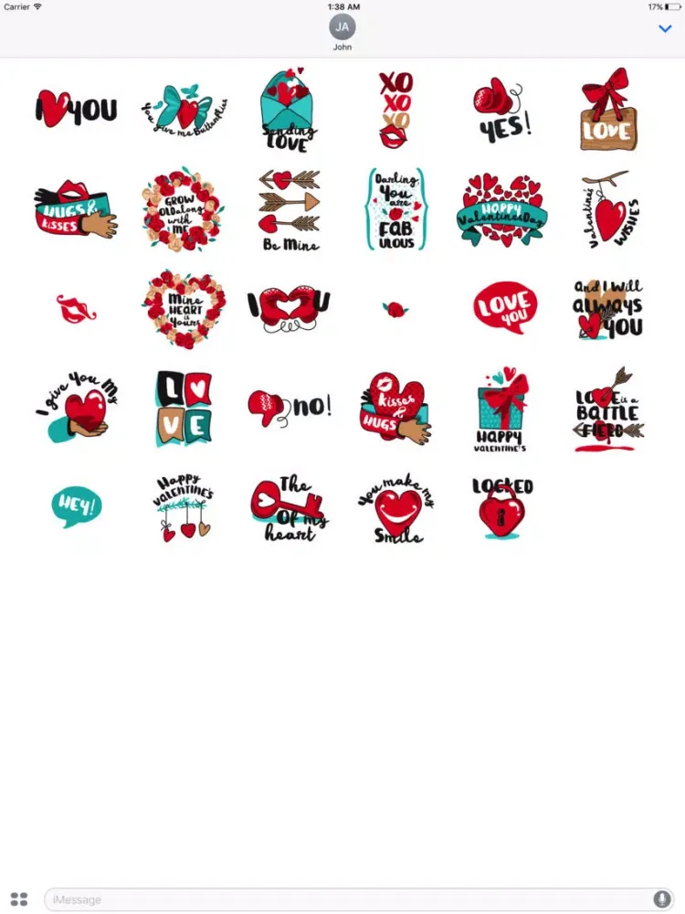 Tangkapan layar Happy Valentine's Day Sticker Pack iPad 