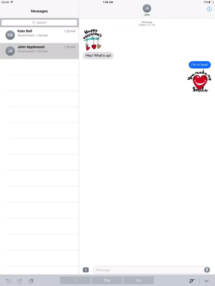 Tangkapan layar Happy Valentine's Day Sticker Pack iPad 