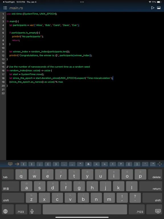 Zrzuty ekranu Rust IDE - Minimal Code iPad 
