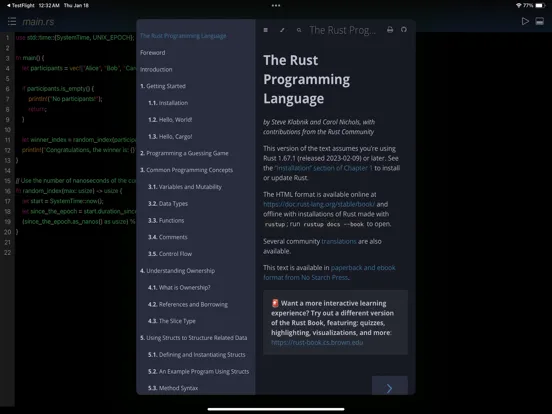 Zrzuty ekranu Rust IDE - Minimal Code iPad 